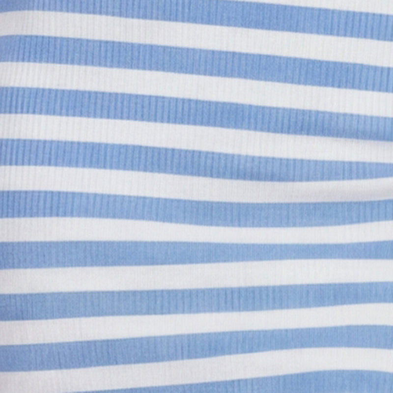 Striped Rib Knit Mini Polo Dress