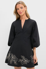 Black & Tan Embroidery Ellison Mini Dress