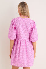 Pink Trellis Floral Patty Mini Dress