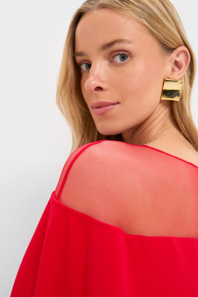 Red Estelle Cape Maxi Dress