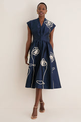 Navy Selene Midi Dress