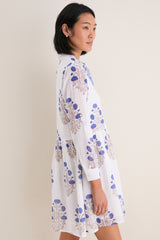 Laguna Blue Long Sleeve Mini Shirt Dress