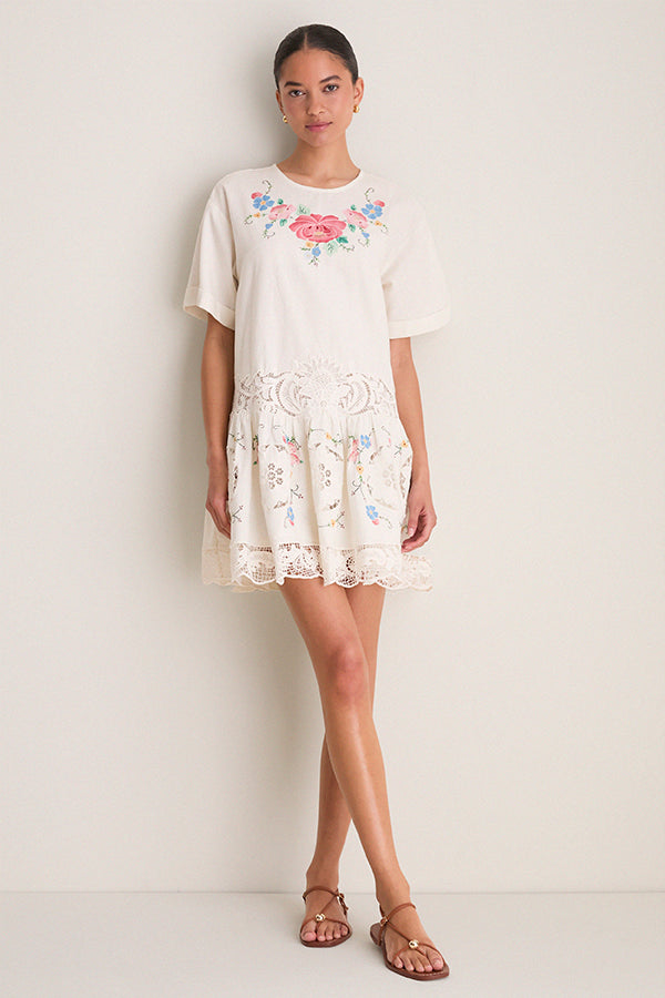 Multi Astrid Embroidery Mini Dress