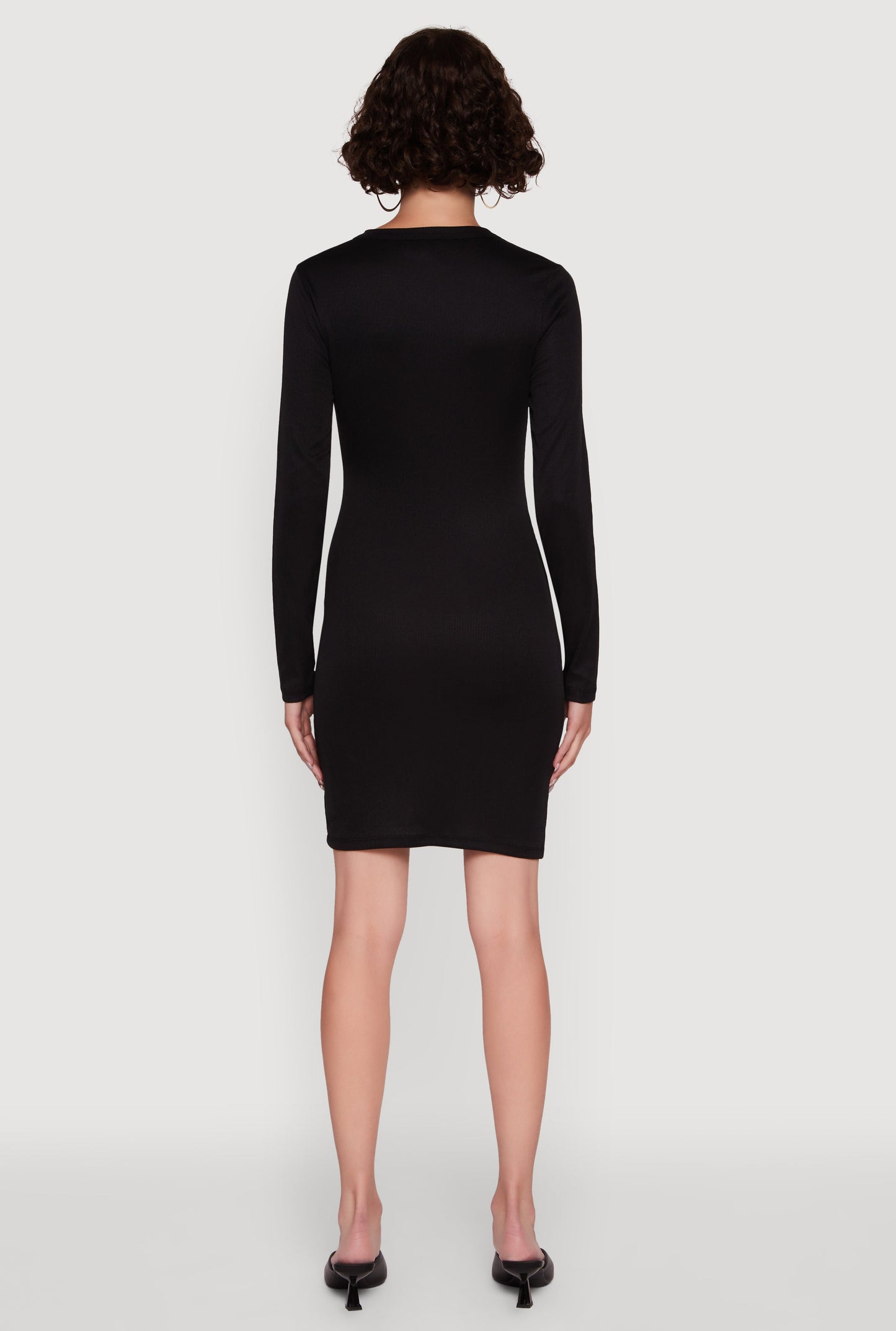 Ribbed Knit Long Sleeve Mini Dress