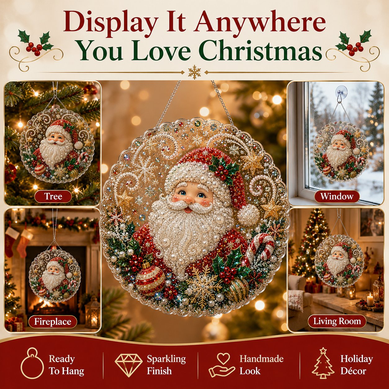 🎄 LAST DAY 49% OFF – ✨ Christmas Pearl Diamond Art Hanging Ornament Kit |  DIY Handmade Holiday Hanging Decor 🎅💎