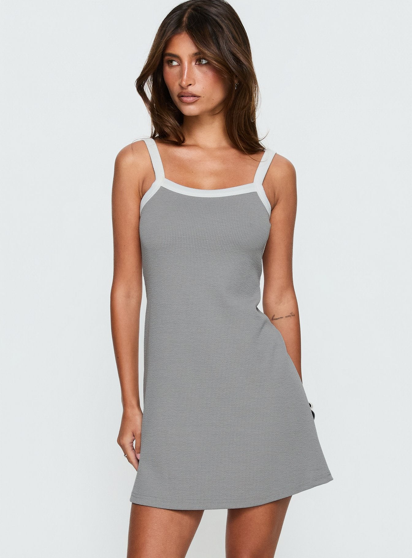 Toree Scoop Back Mini Dress Grey / White