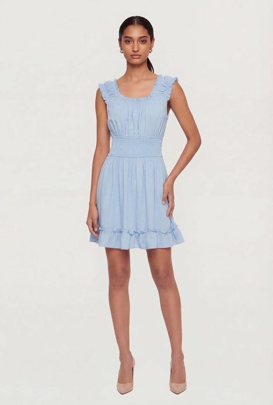 Square Neck Smocked Waist Peasant Dress