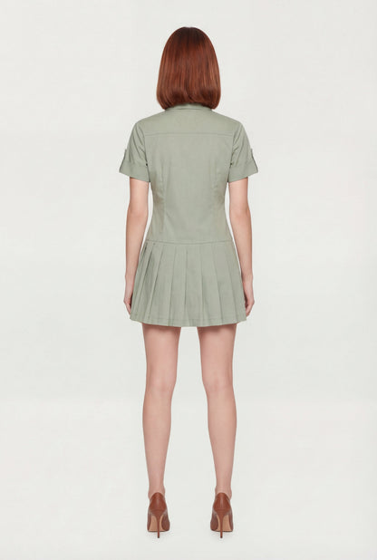 Poplin Short Sleeve Skater Shirt Dress