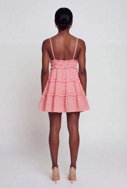 Spaghetti Strap V Neck Tiered Mini Dress