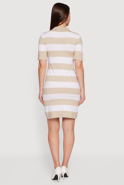 Striped Short Sleeve Polo Dress
