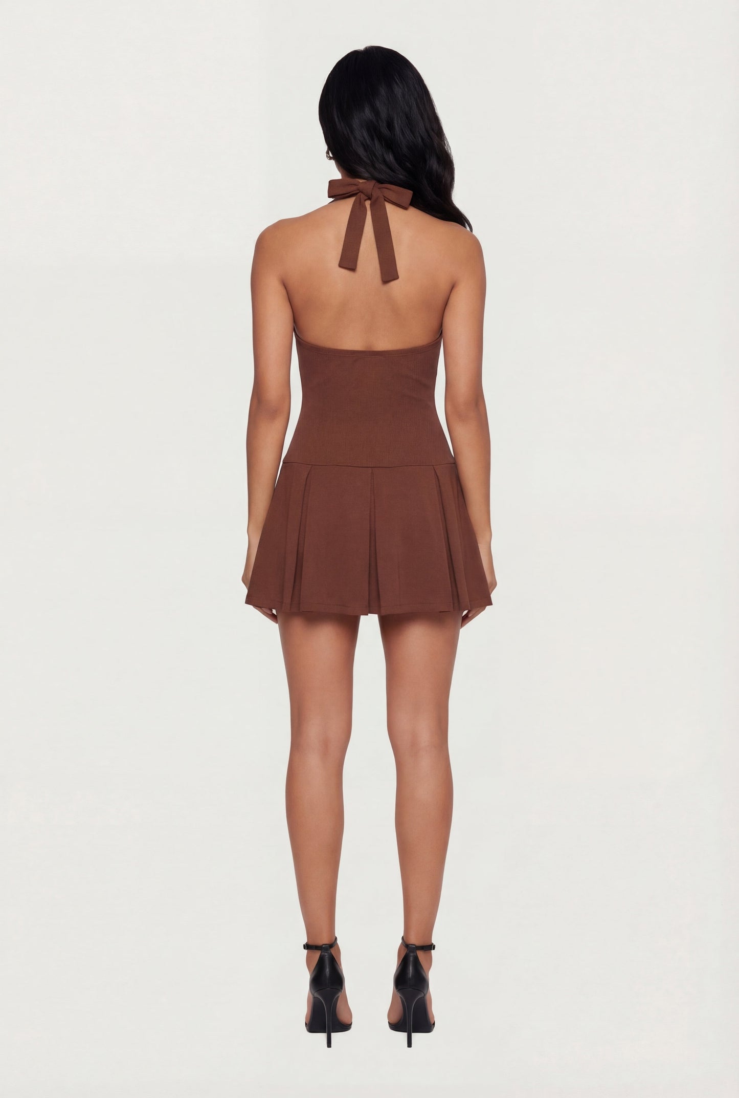 Ponte Halter Mini Skater Dress