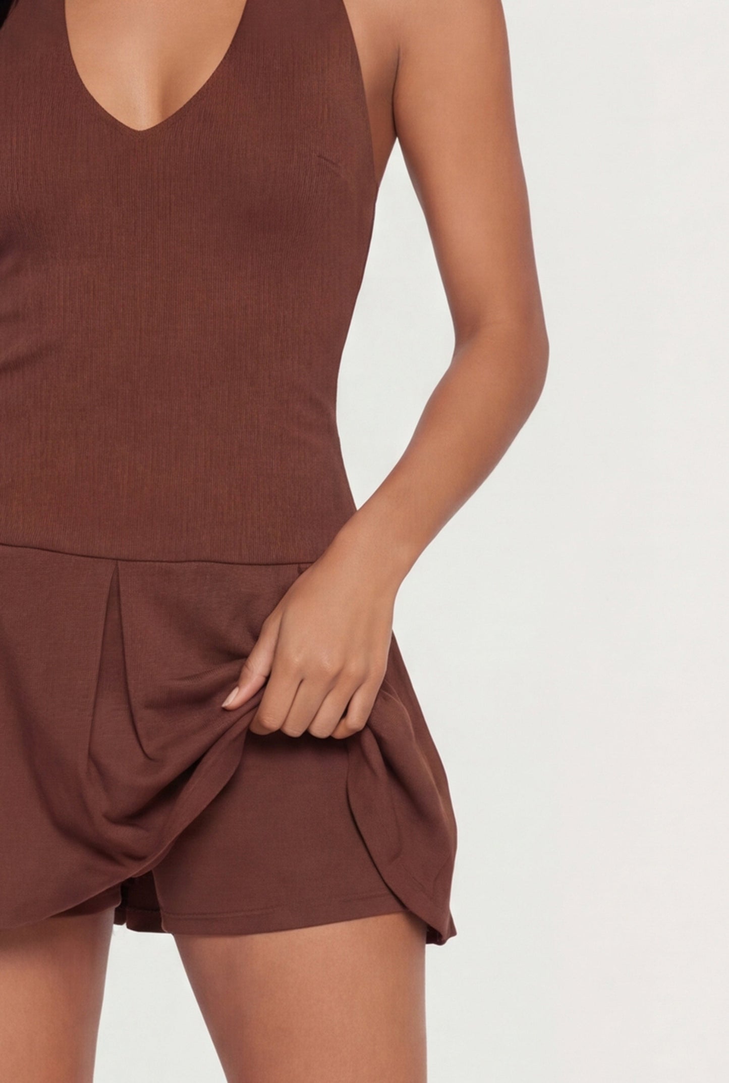Ponte Halter Mini Skater Dress
