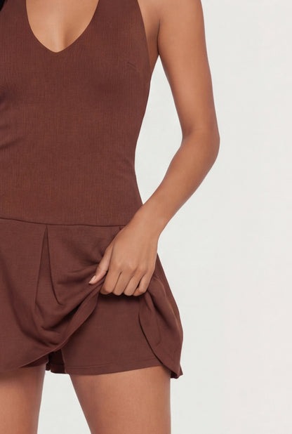 Ponte Halter Mini Skater Dress