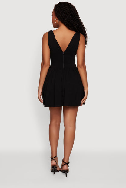 V-Neck Corset Mini Dress