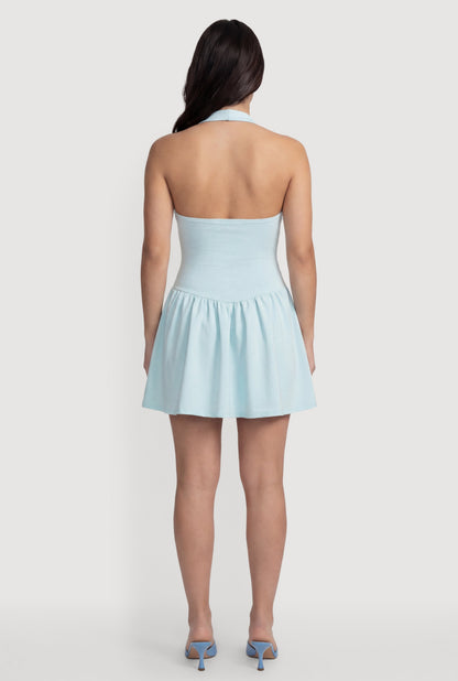 Ponte Halter Neck Corset Skater Dress