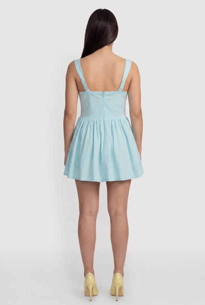 Tie Front Corset Skater Dress