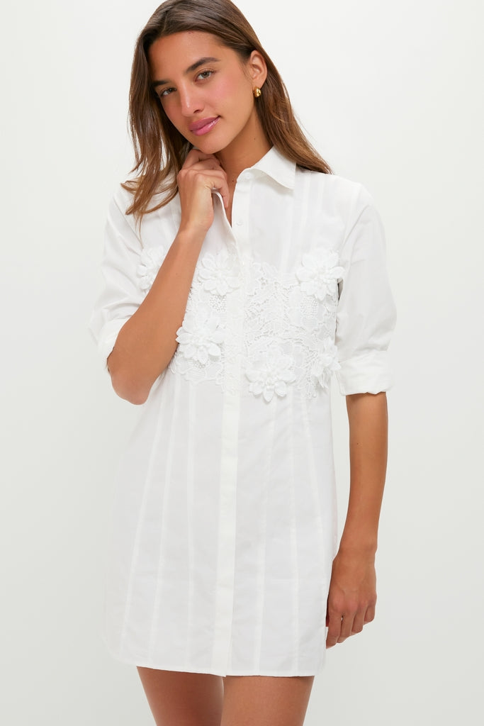 White with Floral Applique Avery Mini Dress