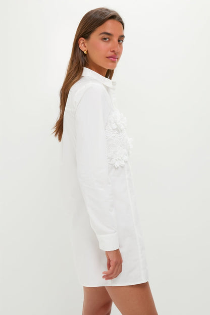 White with Floral Applique Avery Mini Dress