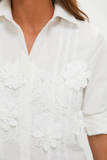 White with Floral Applique Avery Mini Dress