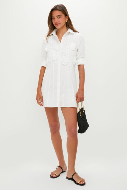 White with Floral Applique Avery Mini Dress