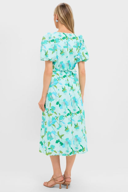 Shades of Blue Floral Marcy Midi Dress