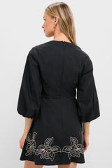 Black & Tan Embroidery Ellison Mini Dress