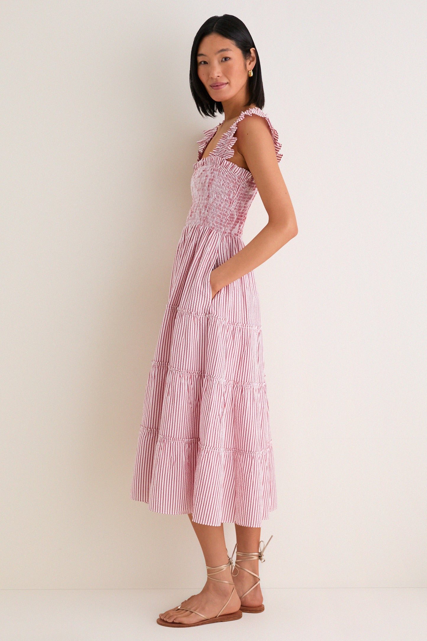 Red Ticking Stripe Ellie Nap Dress