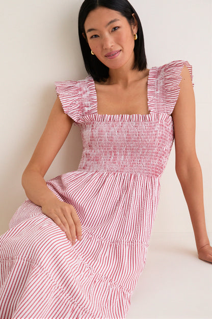 Red Ticking Stripe Ellie Nap Dress