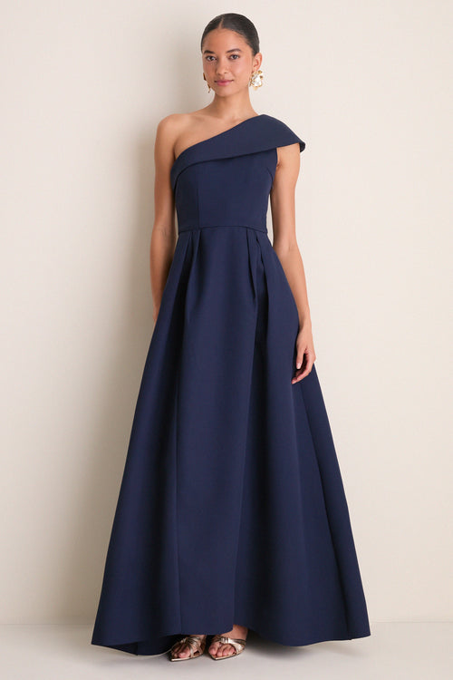 Navy Saphine One Shoulder Gown