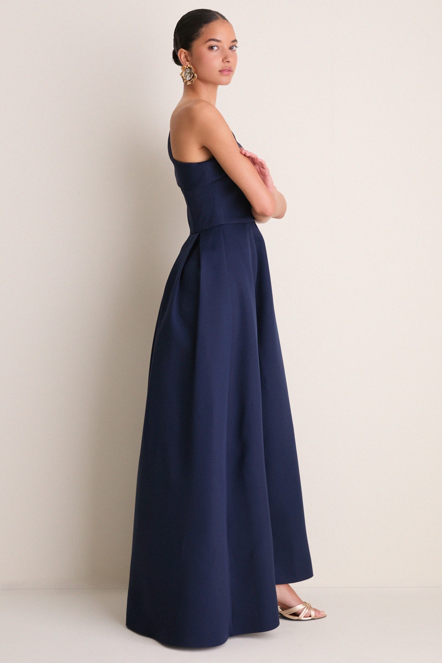Navy Saphine One Shoulder Gown