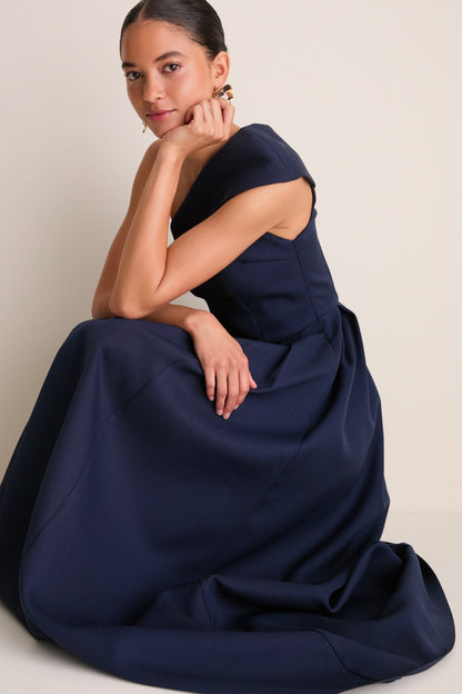 Navy Saphine One Shoulder Gown