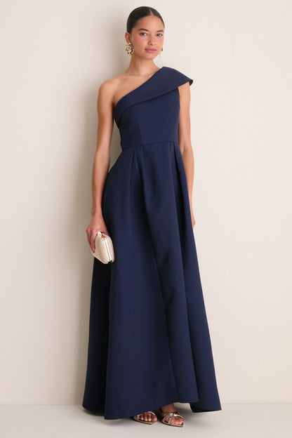 Navy Saphine One Shoulder Gown