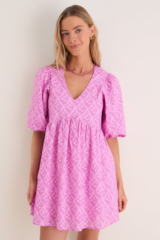 Pink Trellis Floral Patty Mini Dress