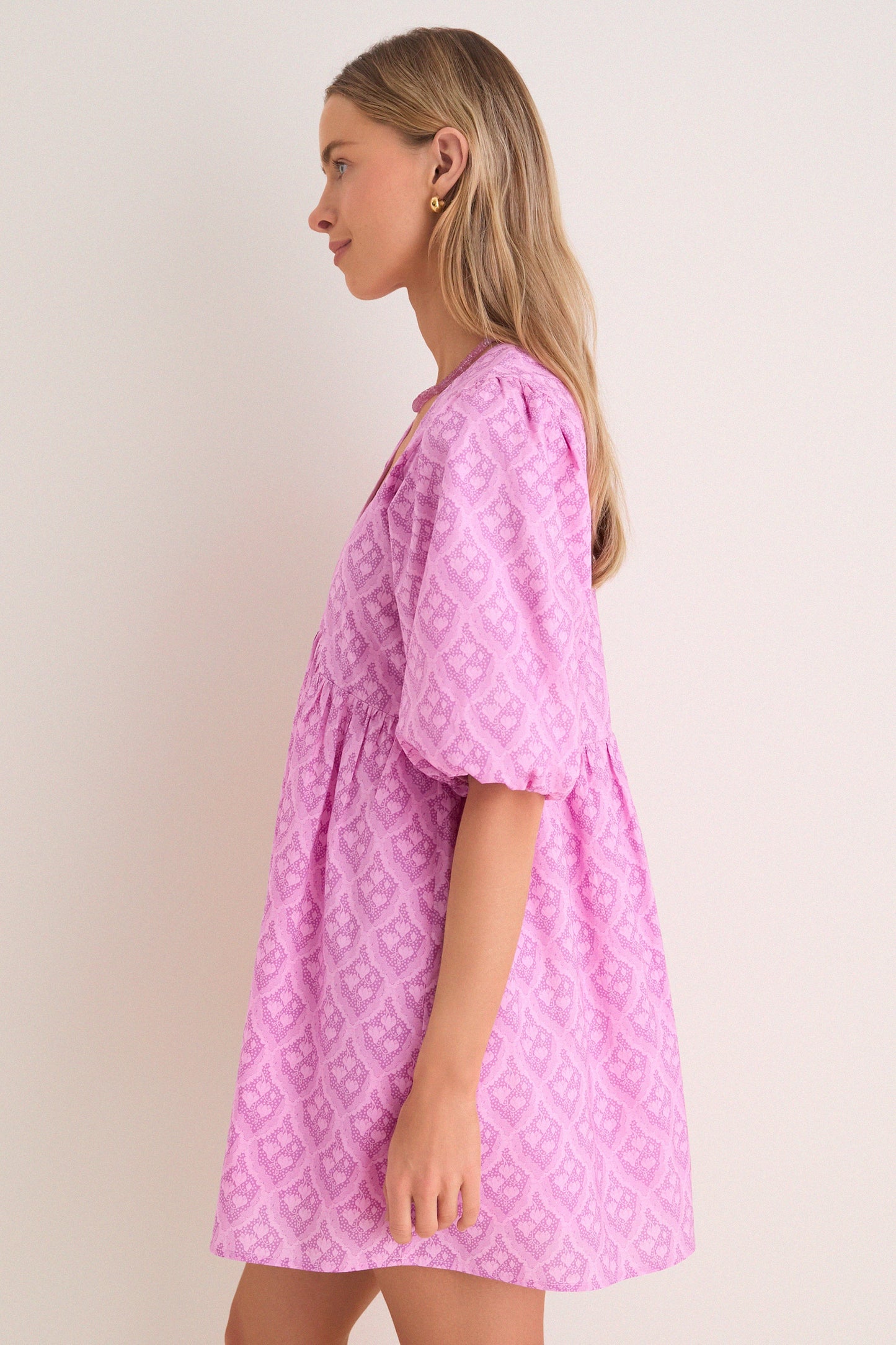 Pink Trellis Floral Patty Mini Dress