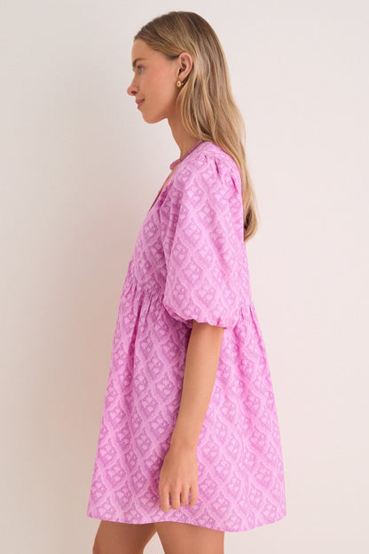 Pink Trellis Floral Patty Mini Dress