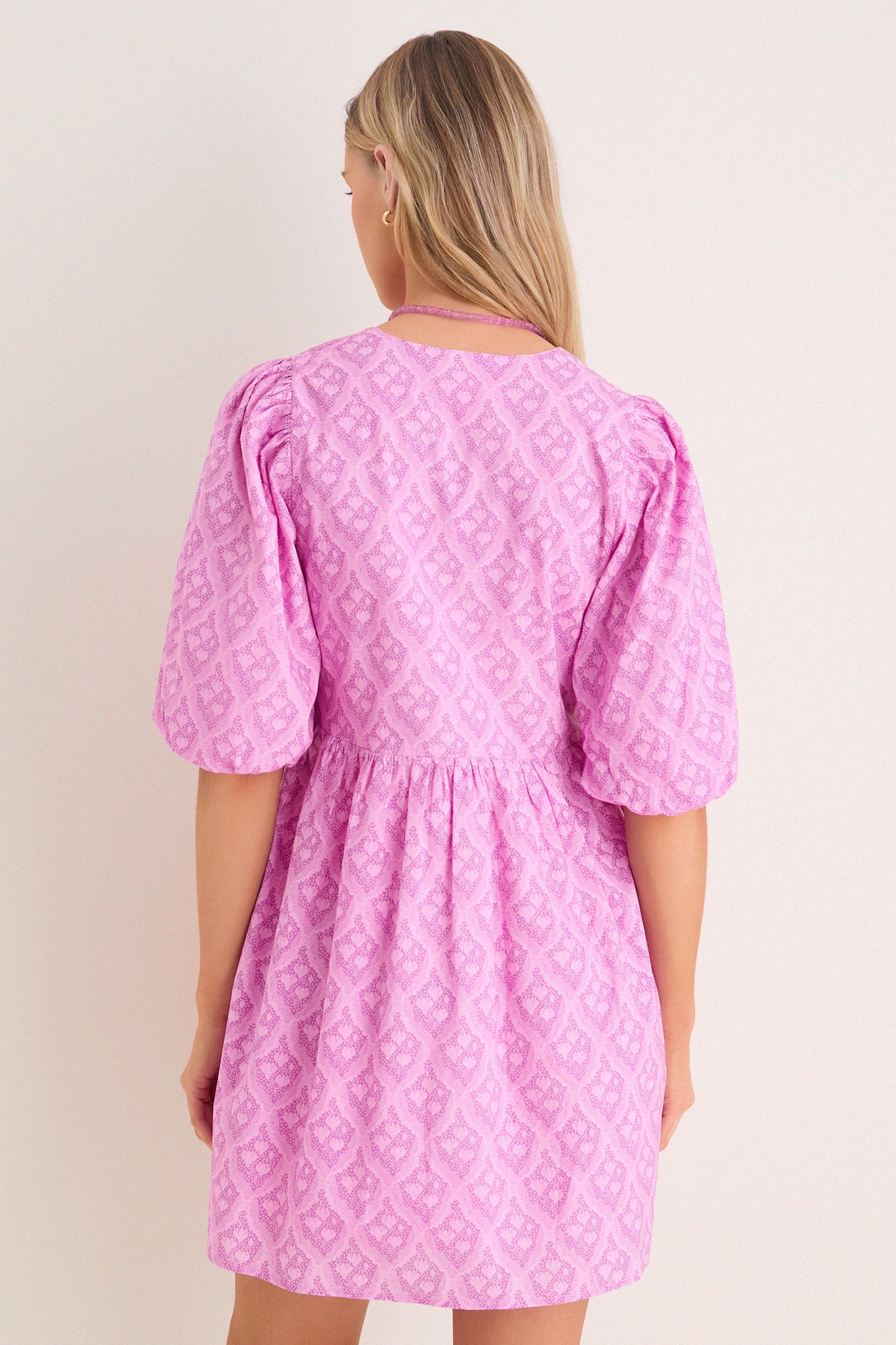 Pink Trellis Floral Patty Mini Dress