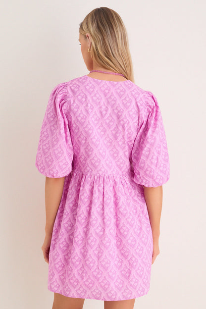 Pink Trellis Floral Patty Mini Dress