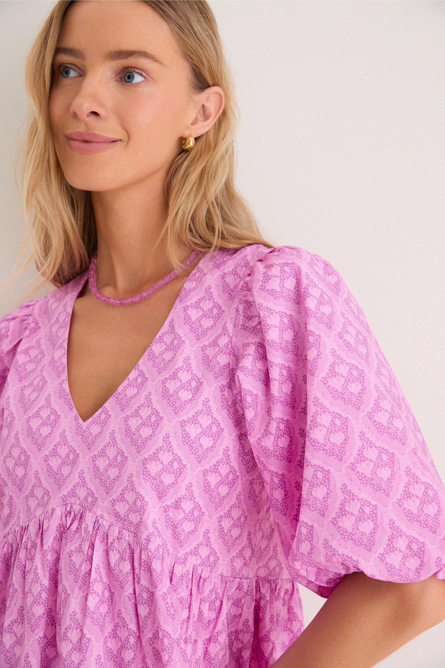 Pink Trellis Floral Patty Mini Dress