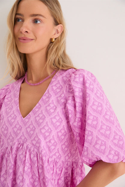 Pink Trellis Floral Patty Mini Dress
