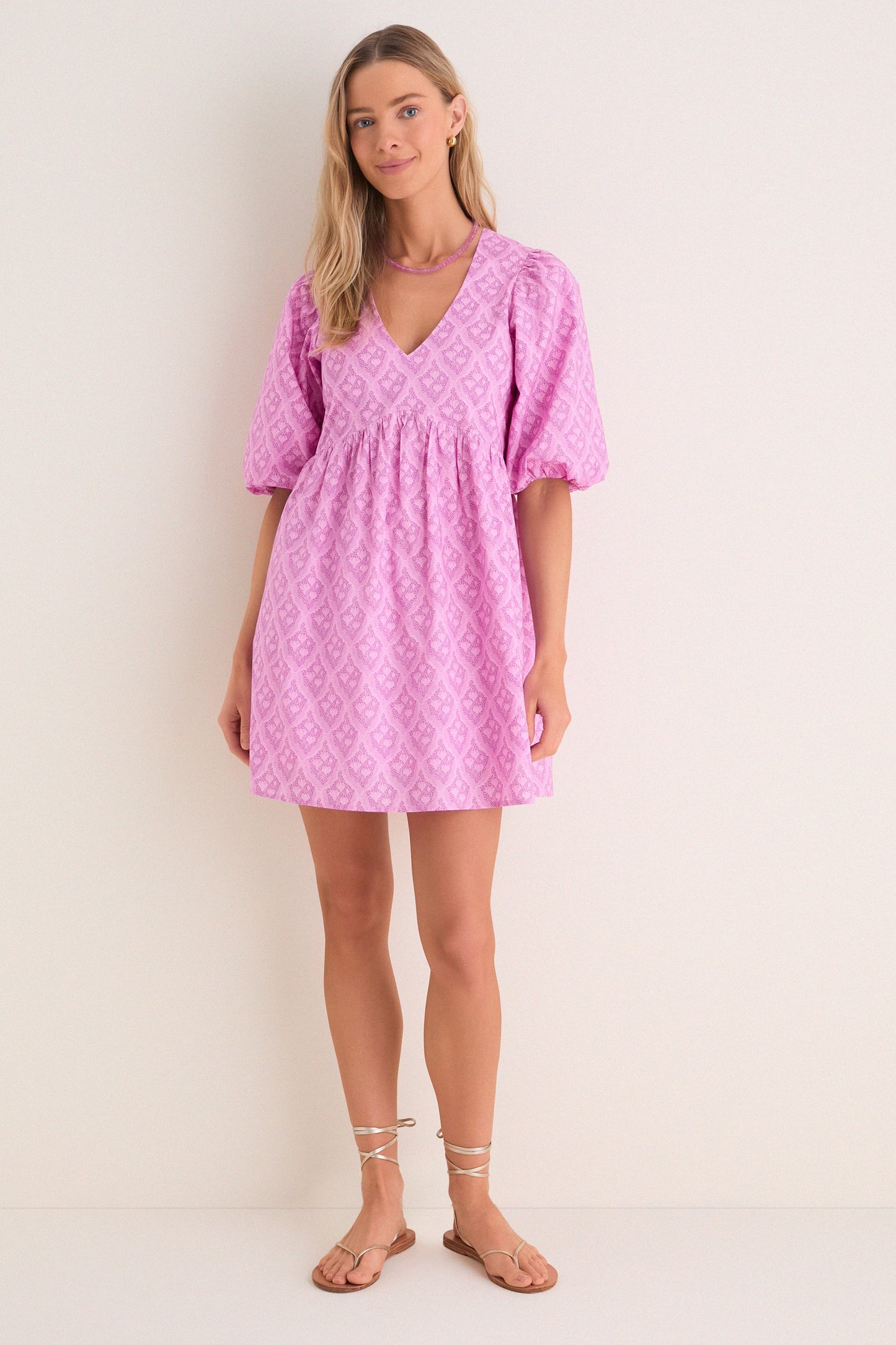 Pink Trellis Floral Patty Mini Dress