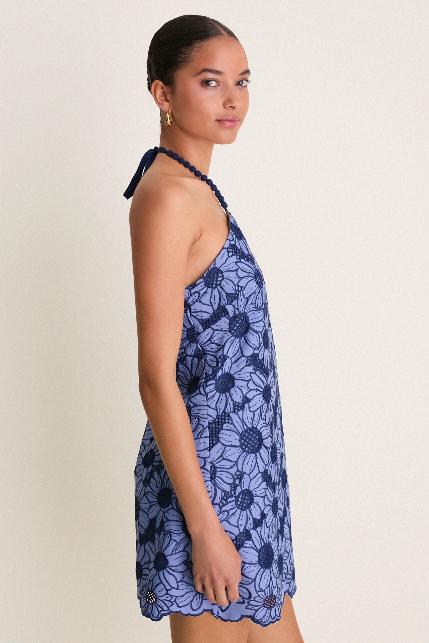 Navy & Slate Sunflower Eyelet Helen Mini Dress