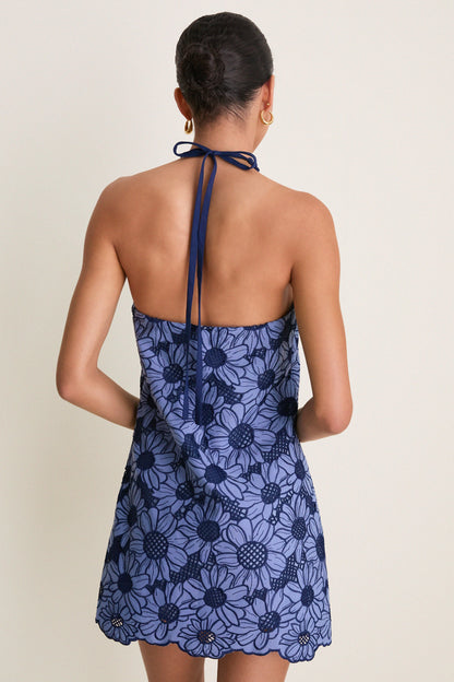 Navy & Slate Sunflower Eyelet Helen Mini Dress