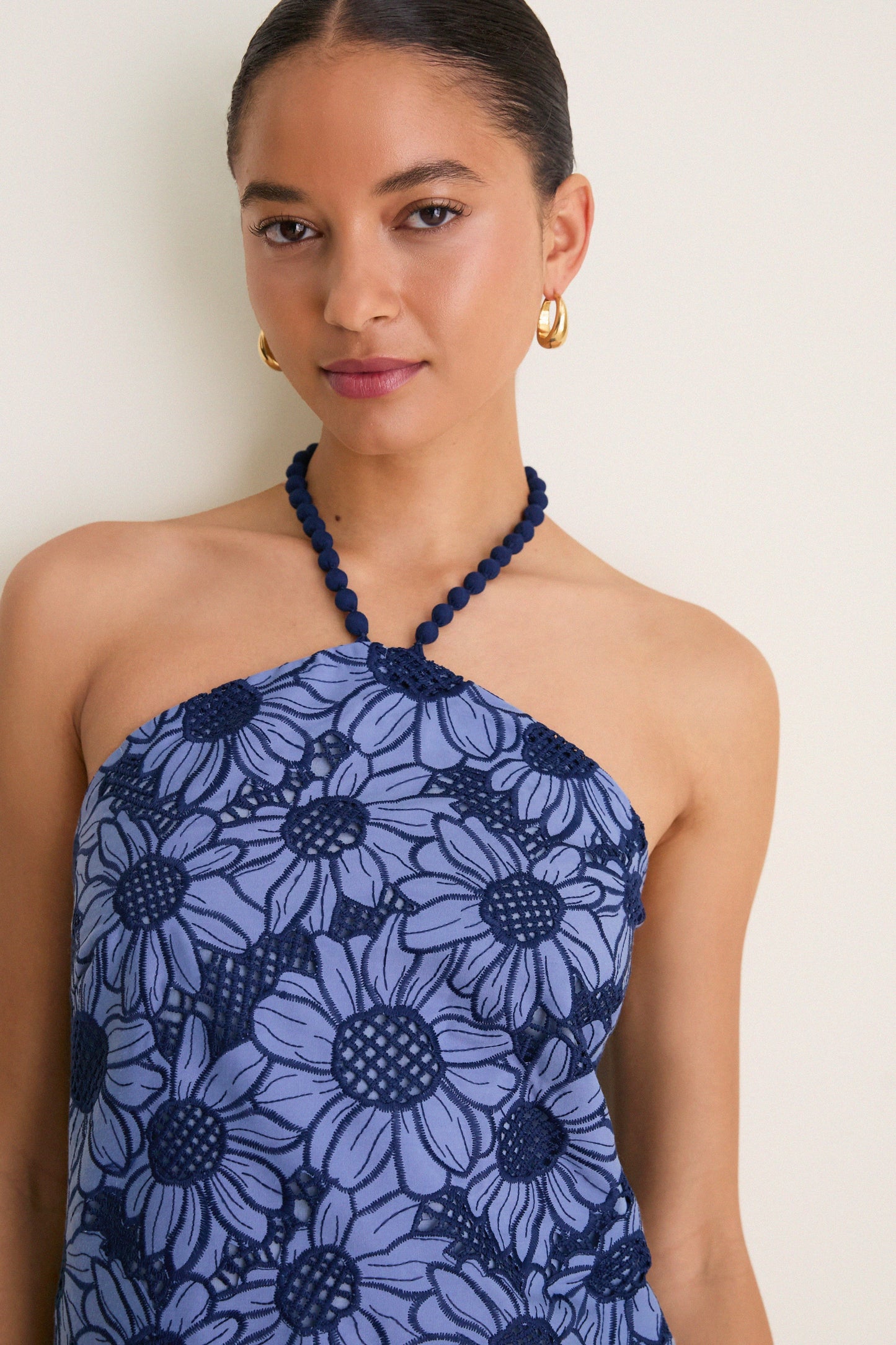 Navy & Slate Sunflower Eyelet Helen Mini Dress