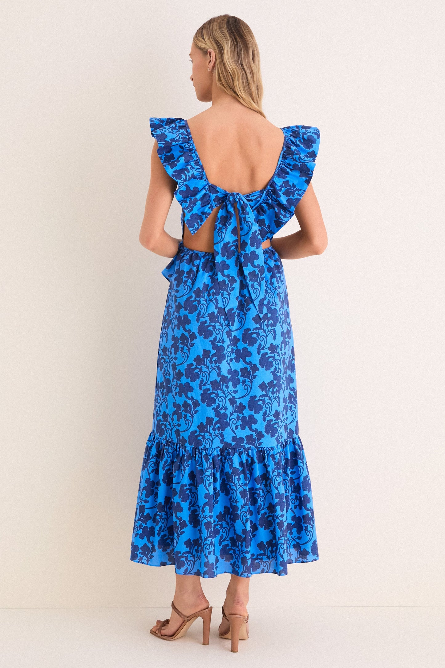 Navy & Cornflower Blue Vines Amelia Maxi Dress