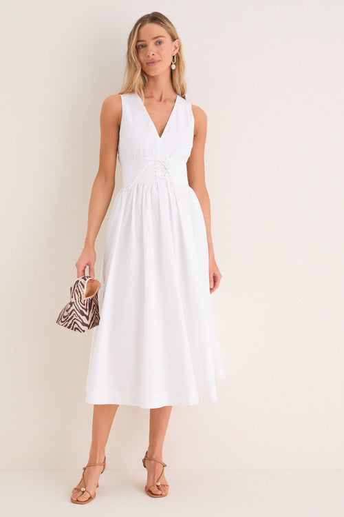 White Marylin Lace-Up Maxi Dress