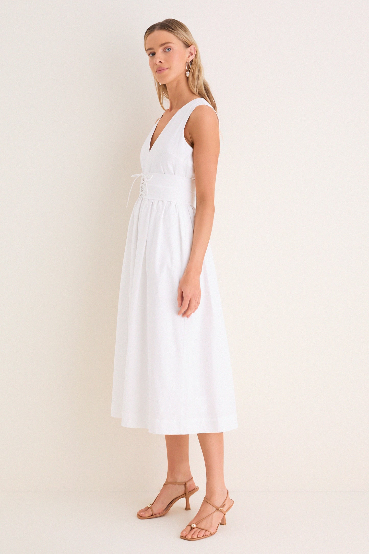 White Marylin Lace-Up Maxi Dress
