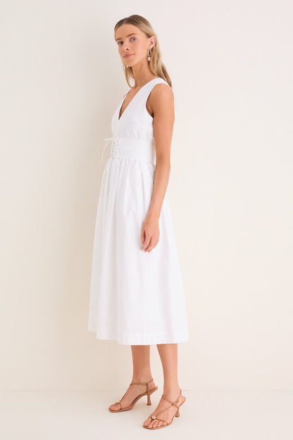 White Marylin Lace-Up Maxi Dress