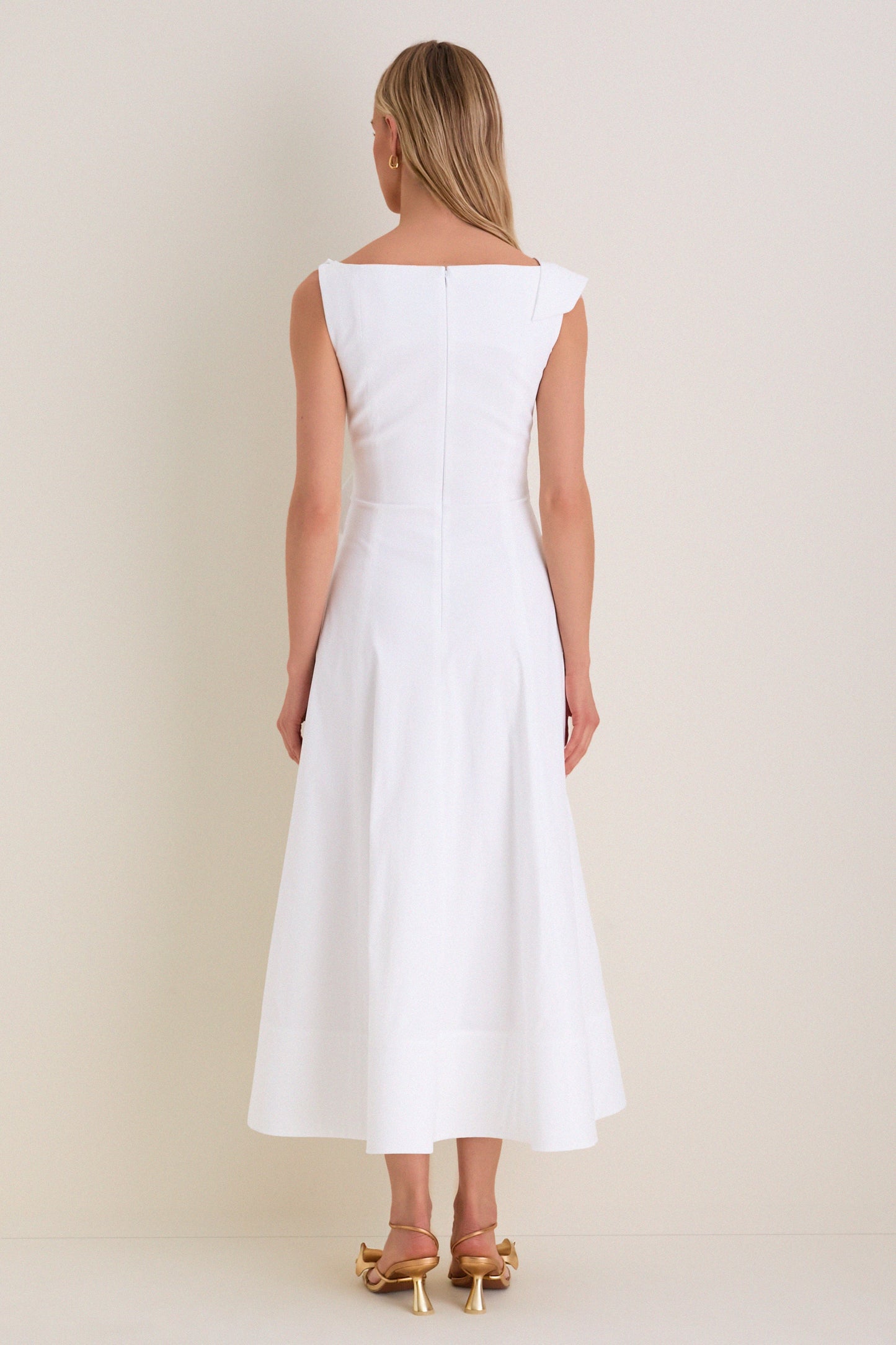 White Cotton Poplin 3D Floral Dress