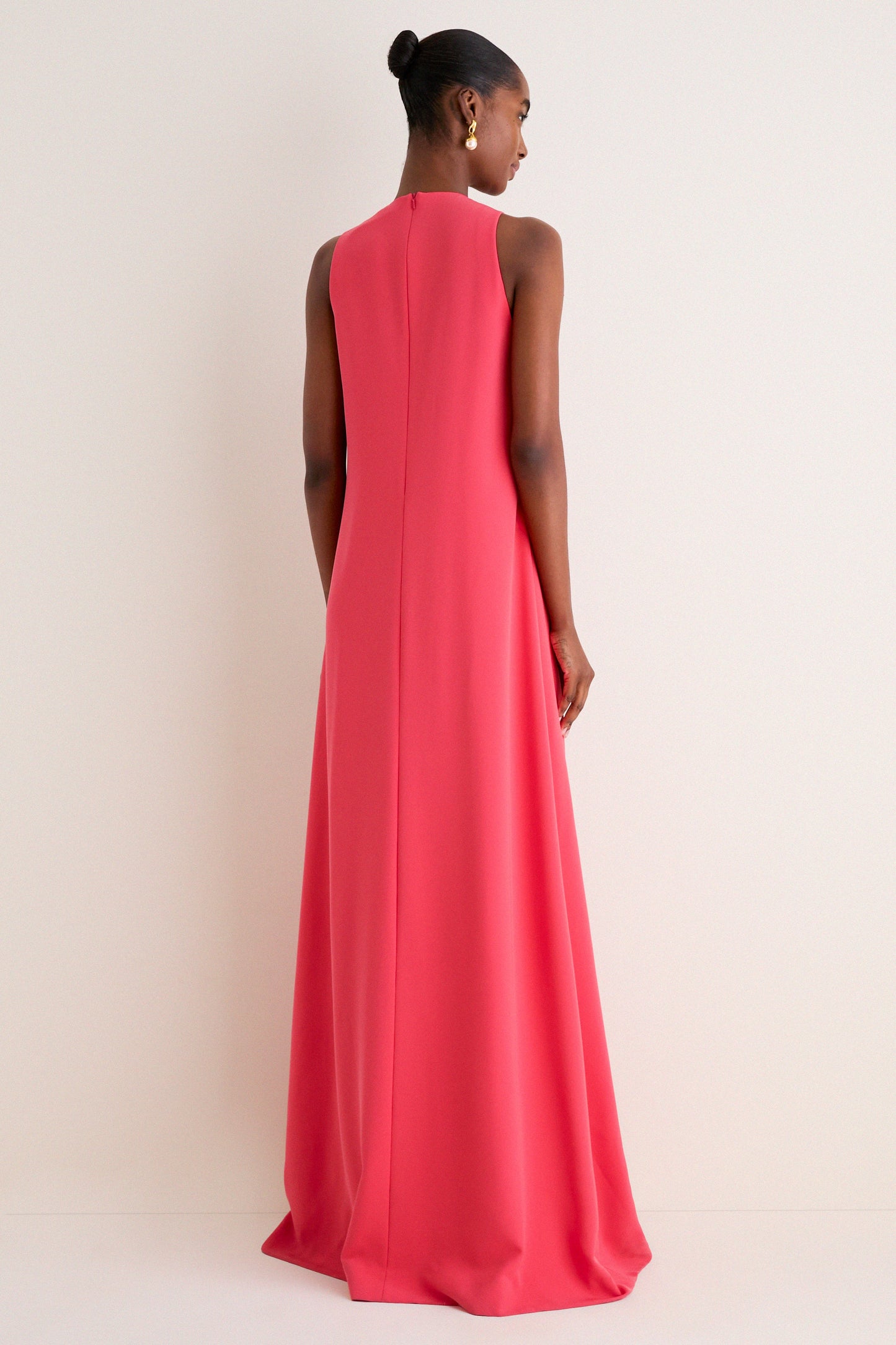 Watermelon Peony Embroidered Crepe Francie Gown