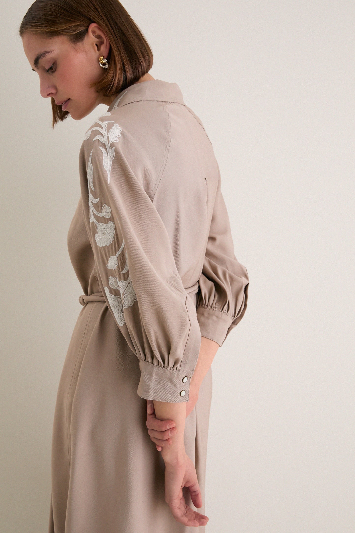 Soft Tan Western Embroidered Herd Dress